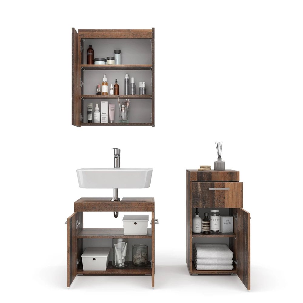 Vicco Badmöbel-Set Oldstyle 3 Teile, Luna