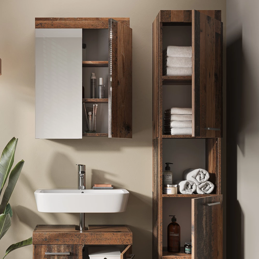 Vicco Set di mobili da bagno Oldstyle 3 parti, con colonna, Luna