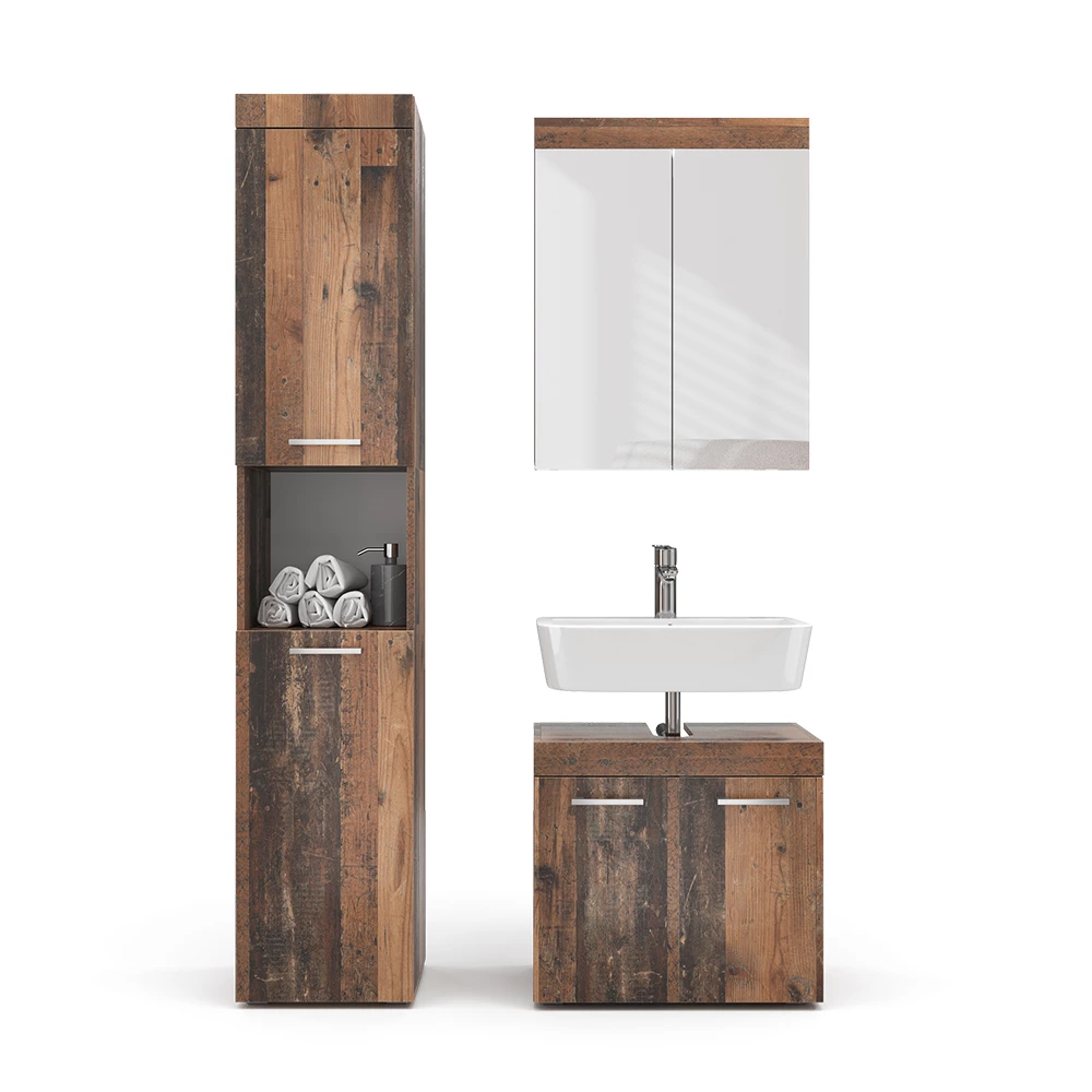 Vicco Set di mobili da bagno Oldstyle 3 parti, con colonna, Luna