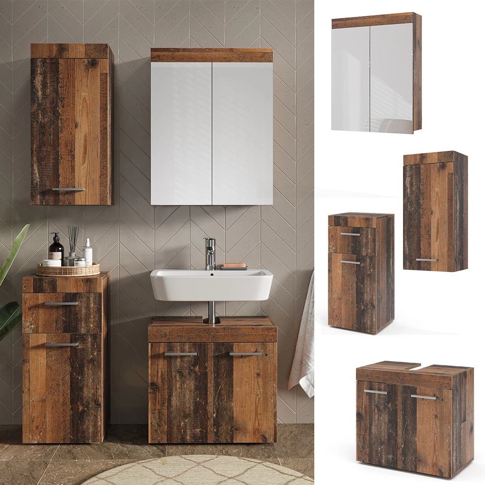 Vicco Badmöbel-Set Oldstyle 4 Teile, Luna
