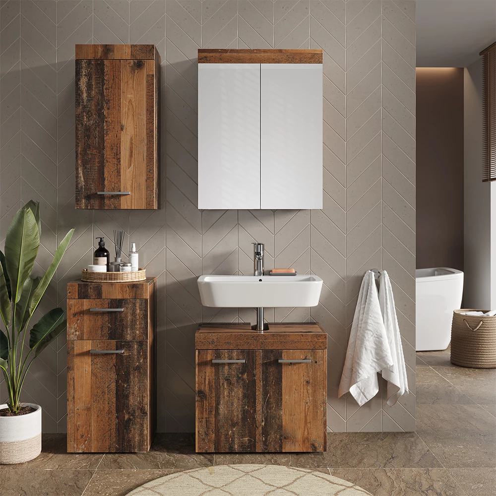 Vicco Badmöbel-Set Oldstyle 4 Teile, Luna
