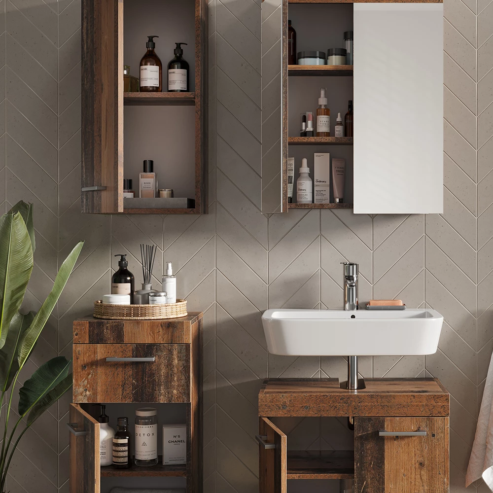 Vicco Badmöbel-Set Oldstyle 4 Teile, Luna
