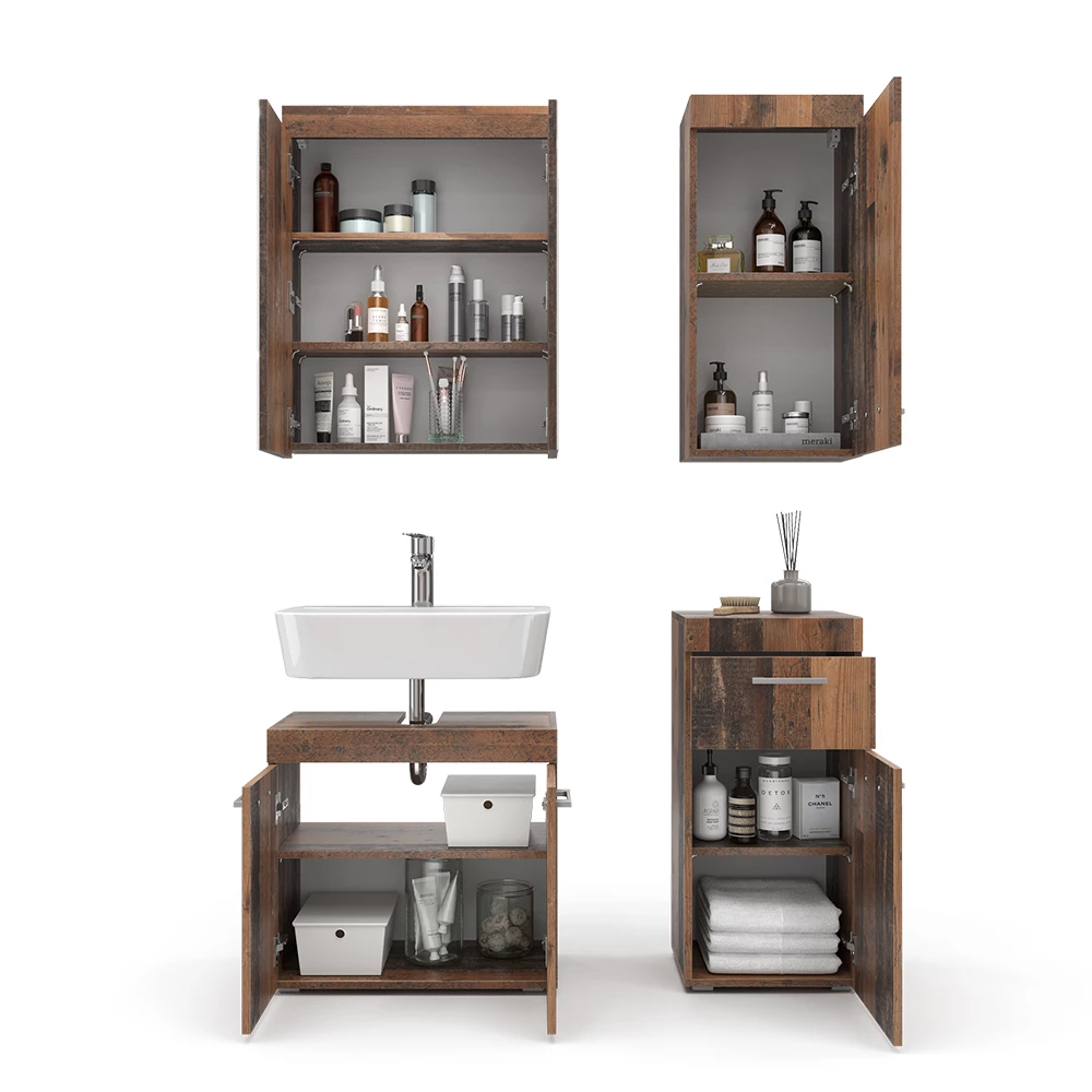 Vicco Badmöbel-Set Oldstyle 4 Teile, Luna