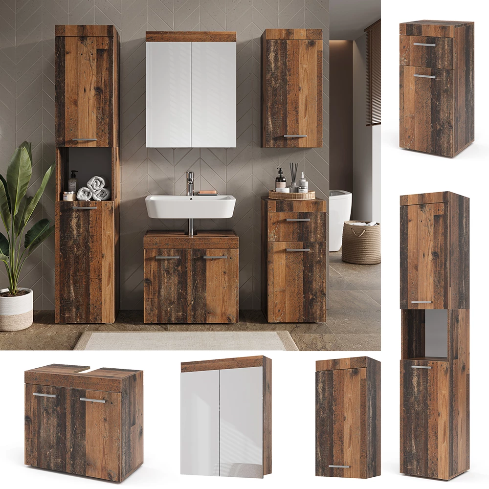 Vicco Badmöbel-Set Oldstyle 5 Teile, Luna