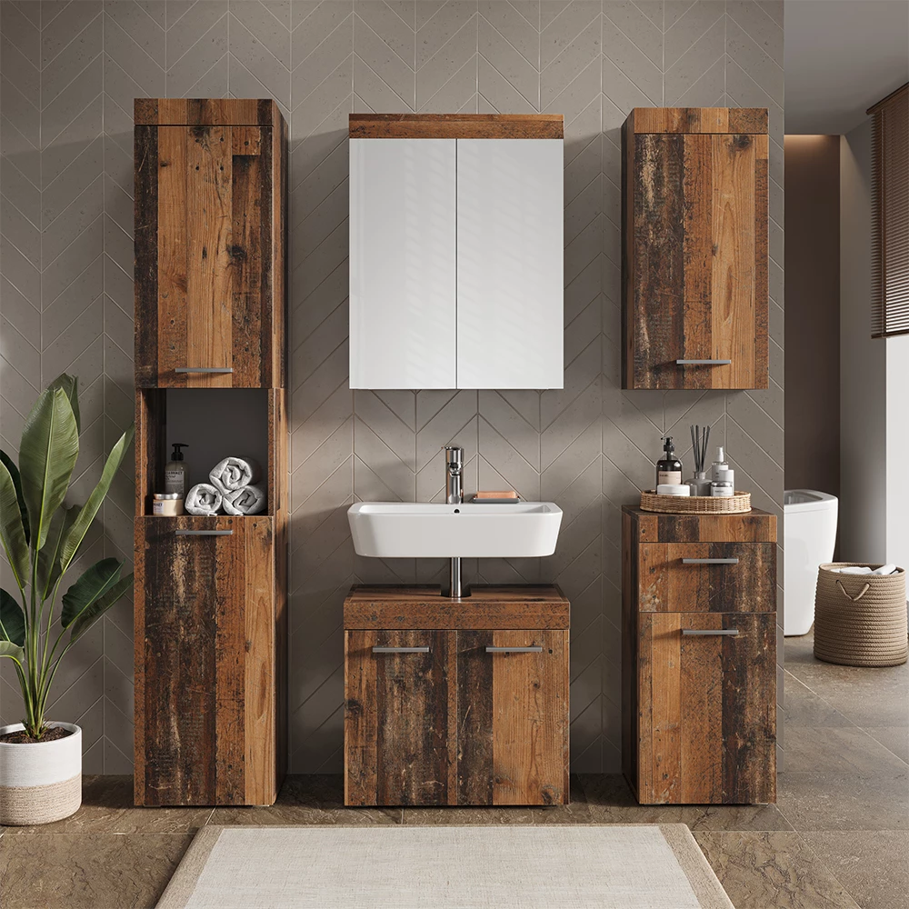 Vicco Badmöbel-Set Oldstyle 5 Teile, Luna