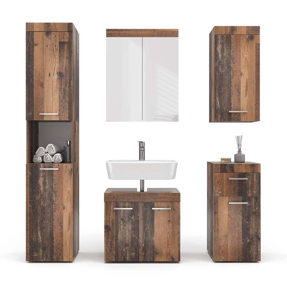 Vicco Badmöbel-Set Oldstyle 5 Teile, Luna