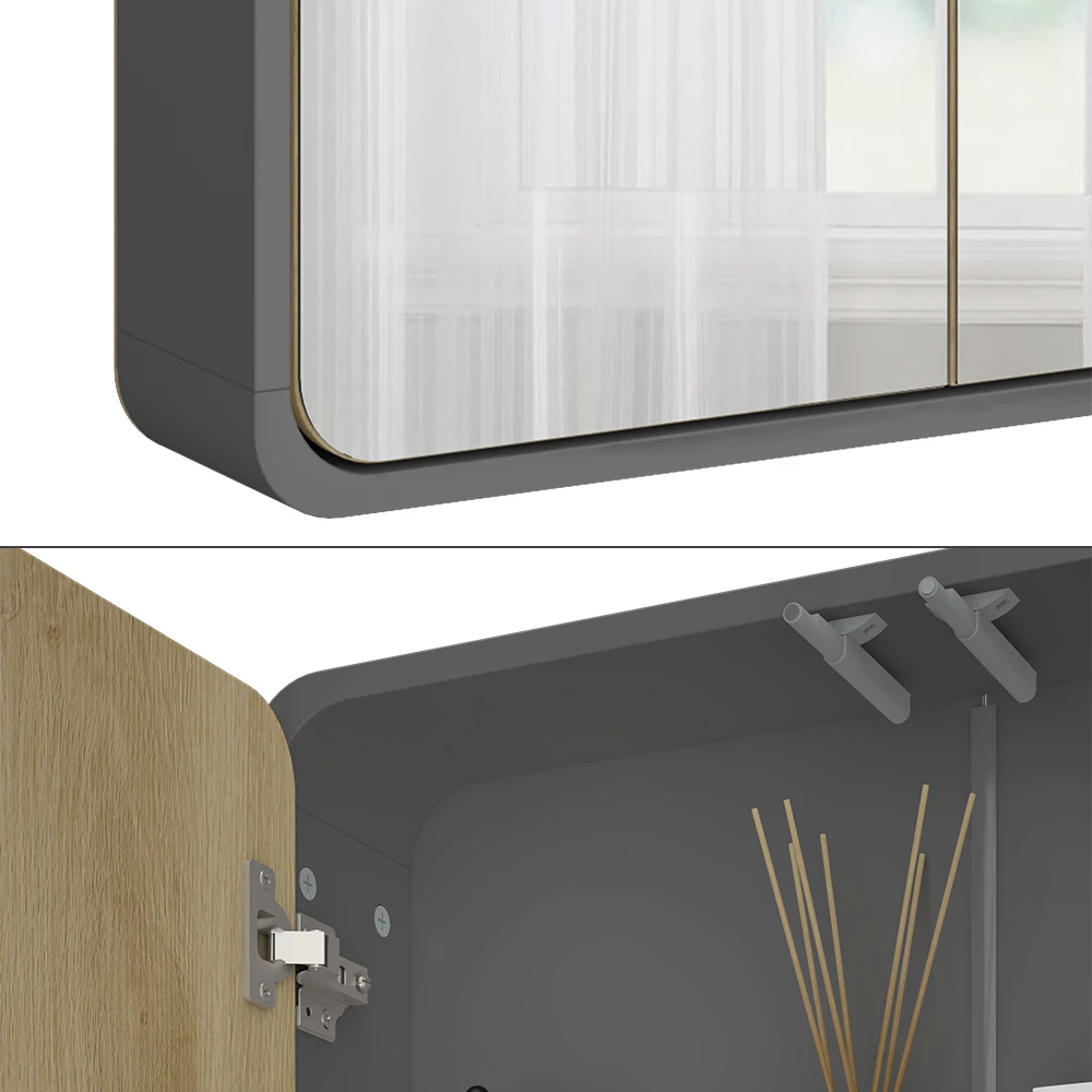 Vicco Badezimmerspiegelschrank Arla, Badezimmerspiegel, Anthrazit, 60 x 60 cm