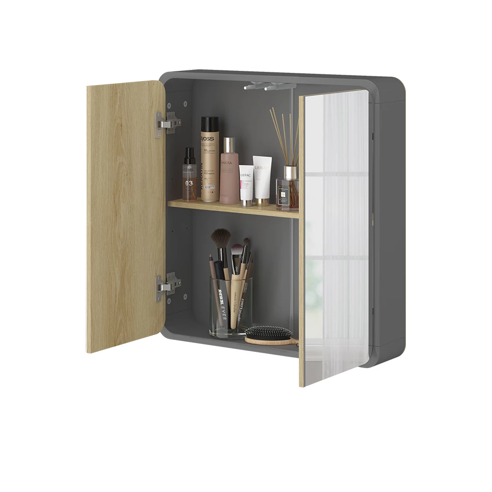 Vicco Badezimmerspiegelschrank Arla, Badezimmerspiegel, Anthrazit, 60 x 60 cm