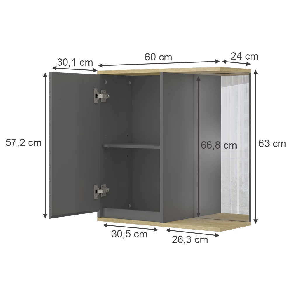 ViccoBadezimmerspiegelschrank"Livia",antracite ,60x63 cm