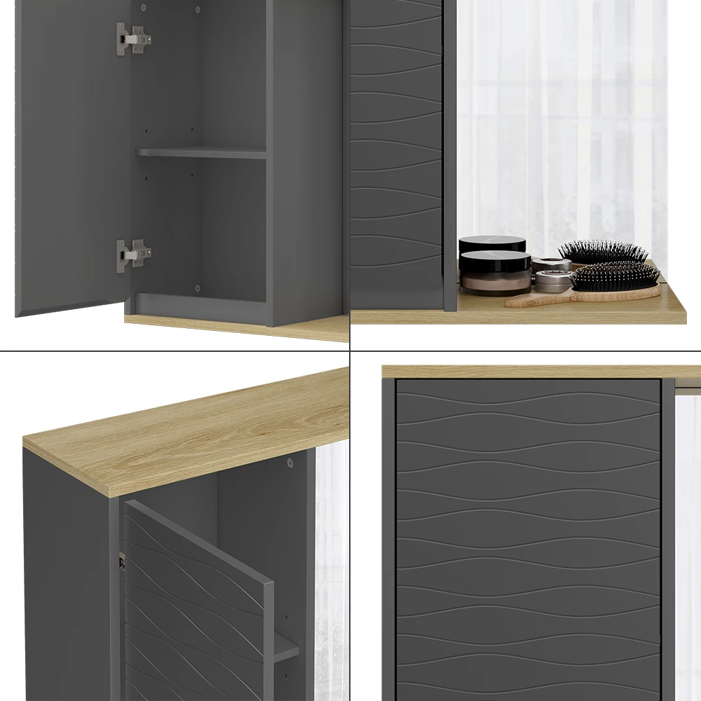 Vicco Specchio da bagno "Livia", Antracite, 60 x 63 cm