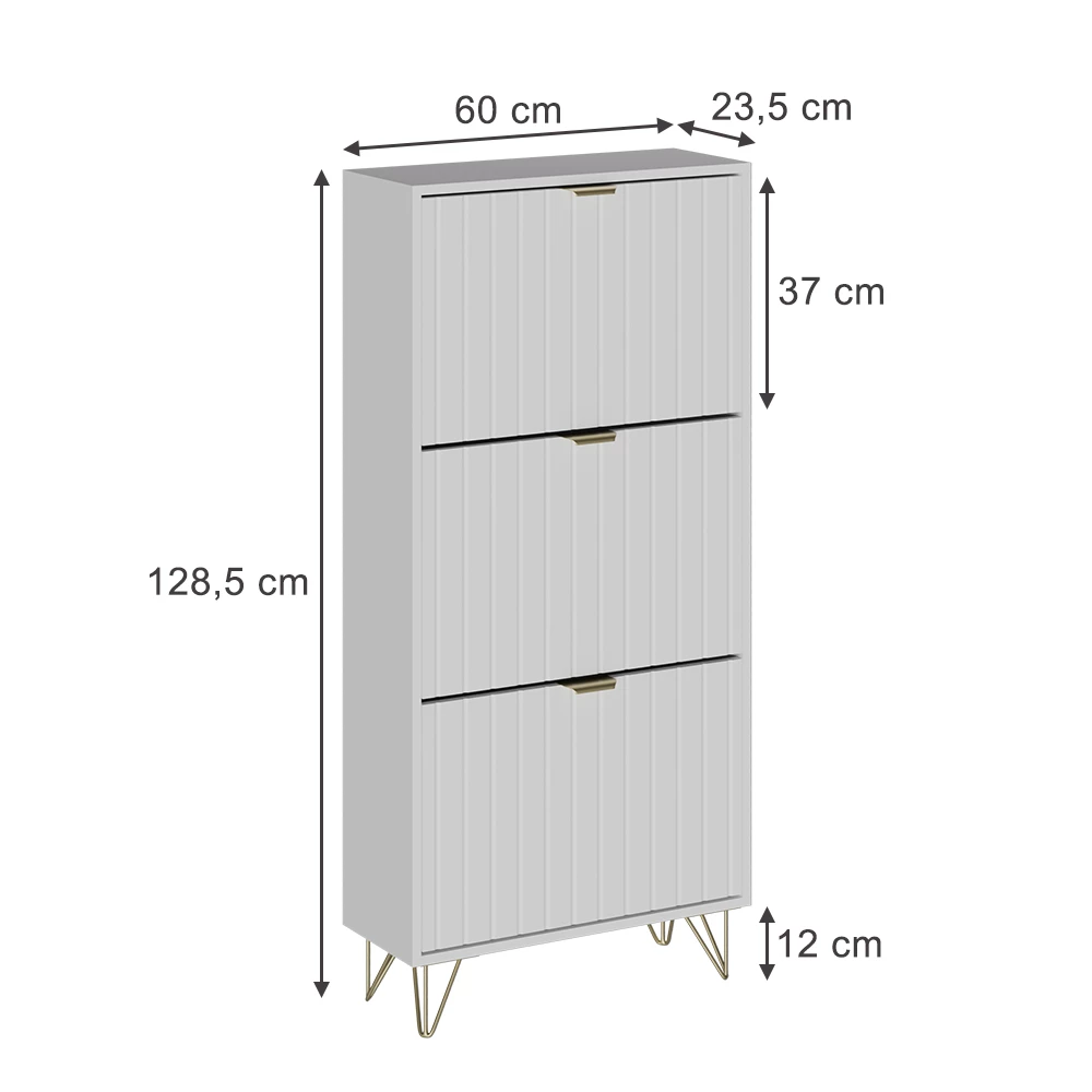 Vicco Skoskåp Vit 60x128.5 cm3 fack, Helge