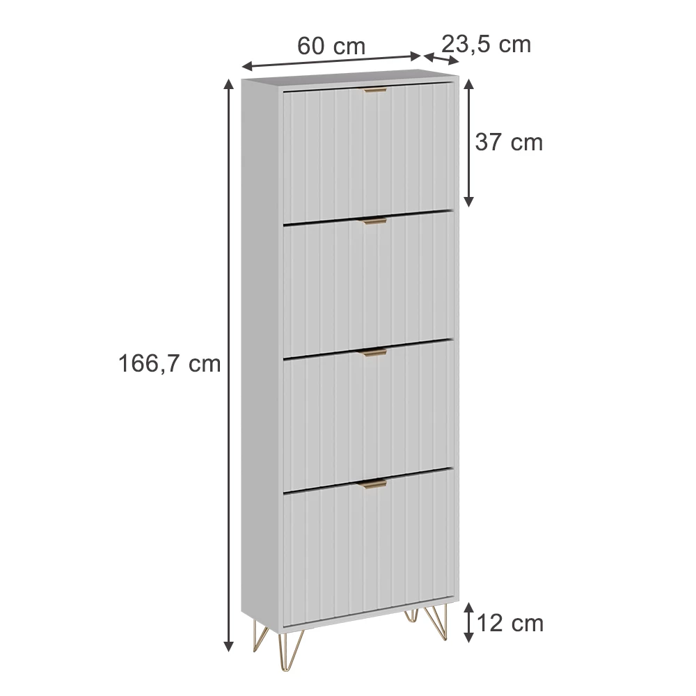 Vicco Shoe cabinet White 60 x 166.7 cm 4 compartments, Helge