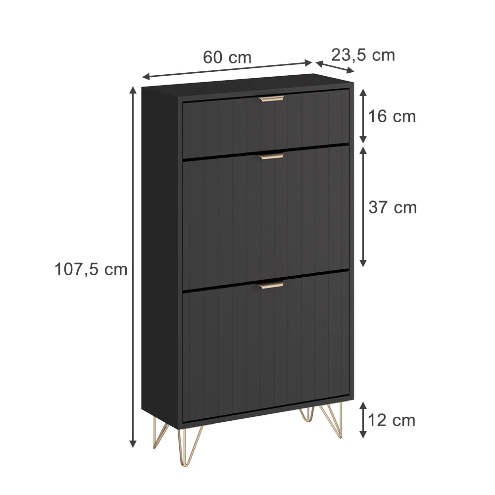 Vicco Skoskåp Svart 60x107.5 cm2 fack, Helge
