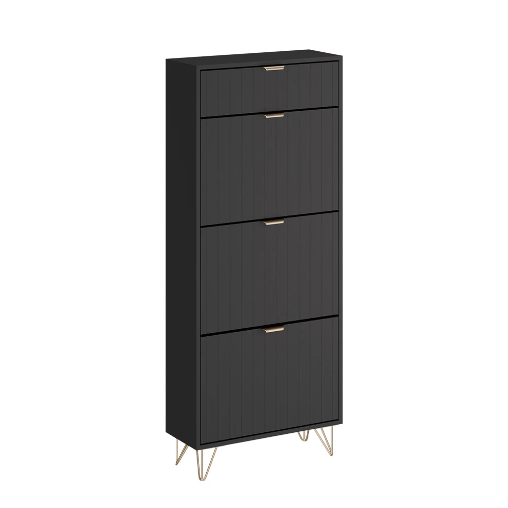 Vicco Omarica za čevlje Črna 60 x 145 cm 3 predali, Helge