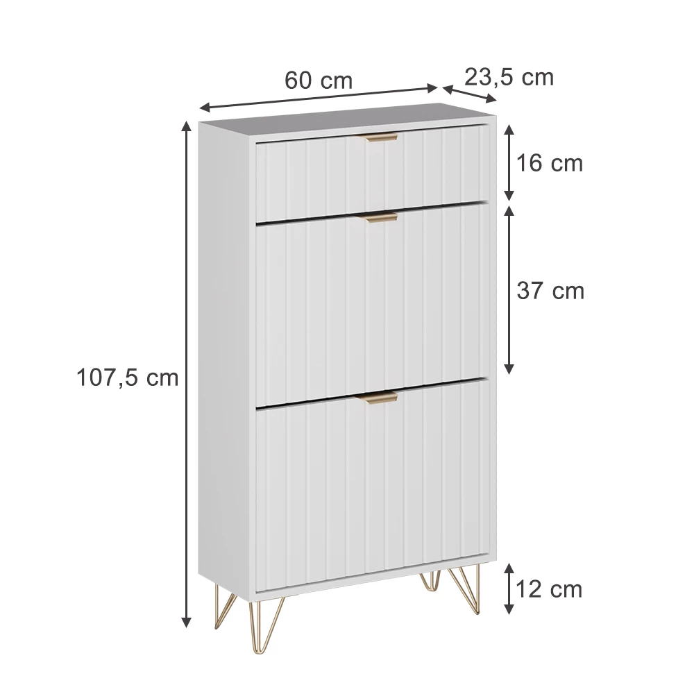 Vicco Kenkäkaappi Valkoinen 60x107.5 cm2 lokeroa, Helge