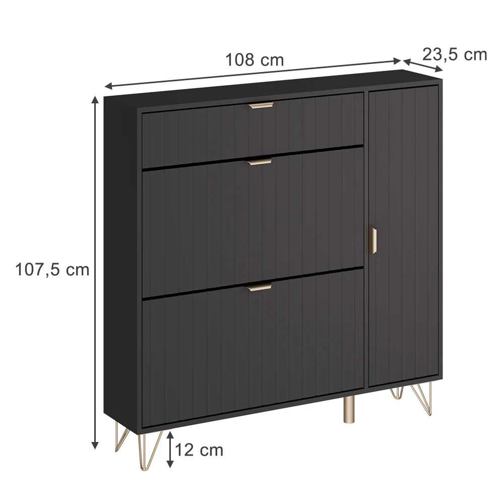 Vicco Kenkäkaappi Musta 108x107.5 cm, Helge