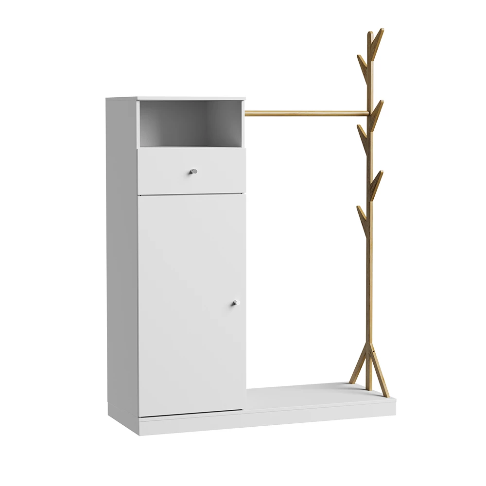 Vicco Garderoba Bela/bambus 100 x 145 cm s predalom, Liria
