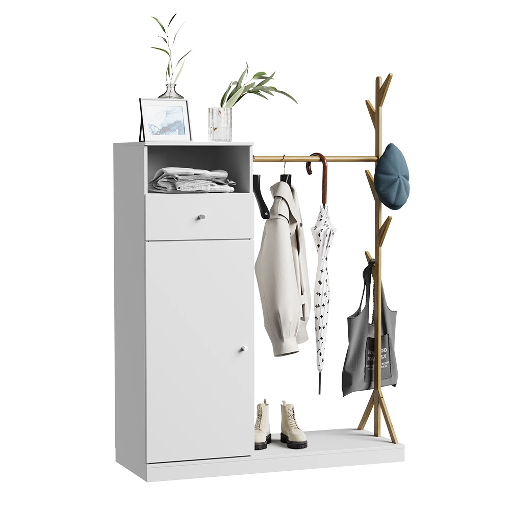 Garderobenschrank Liria Wei/Bambus 100 x 145 cm mit Schublade Vicco |  406673146539202