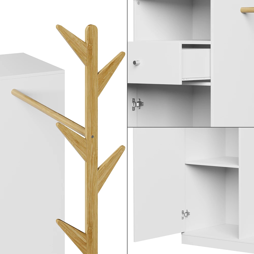 Vicco Liria Armadio Liria Vicco - Bianco/Bambù, 100x145 Cm, Con