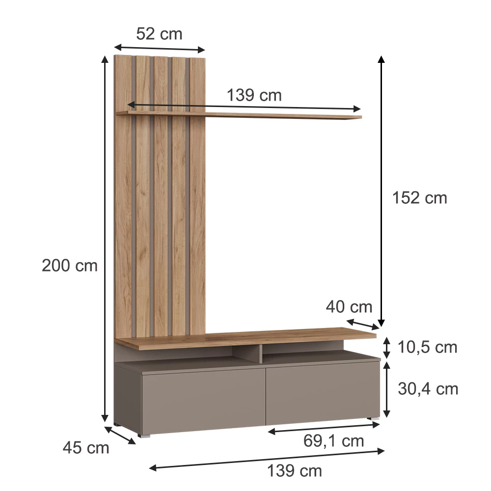 Vicco Ściana w salonie Goldkraft Oak/Greige , Harro