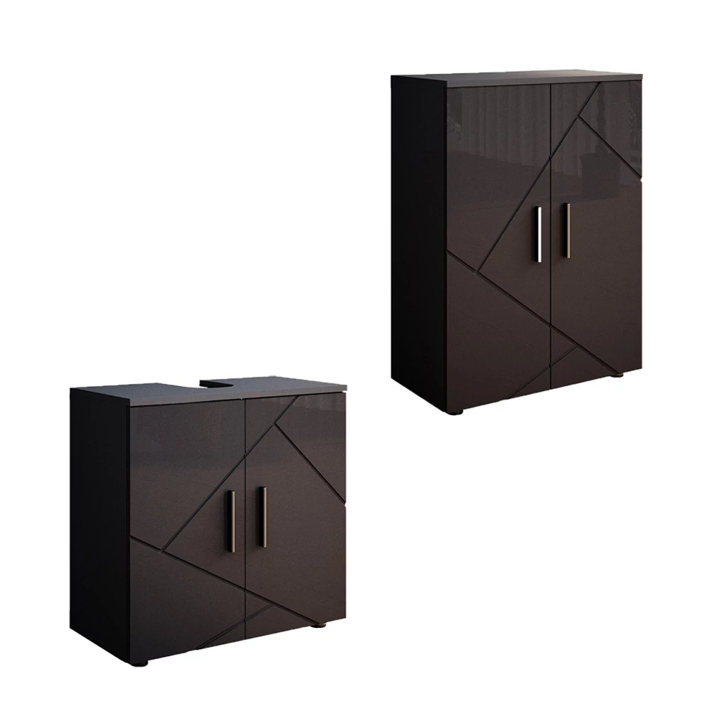 Vicco Set di mobili da bagno Antracite lucido 2 parti, con unità midi, Irma