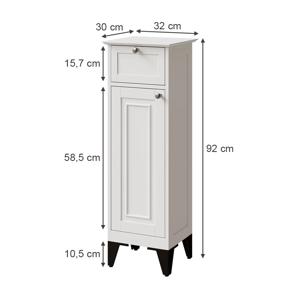 Vicco Badkamerkast Wit 32 x 92 cm met lade, Vanity