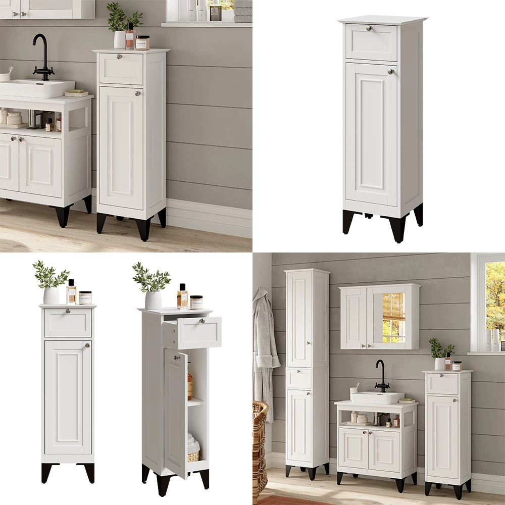 Vicco cassettiera da bagno Bianco 32 x 92 cm con cassetto, Vanity