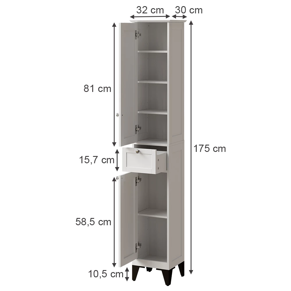 Vicco Korkea kaappi Valkoinen 32x175 cm, Vanity