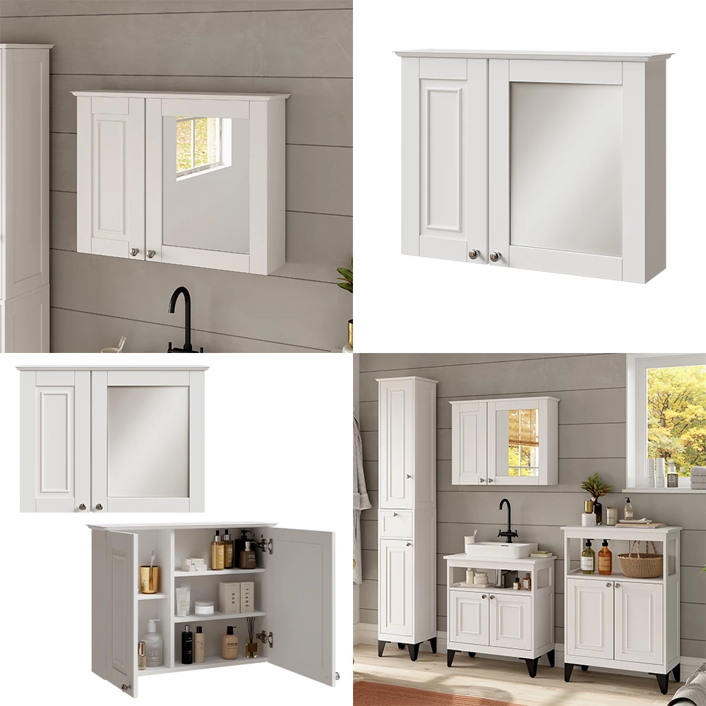 Vicco Badspiegelschrank Weiß 68 x 51 cm, Vanity