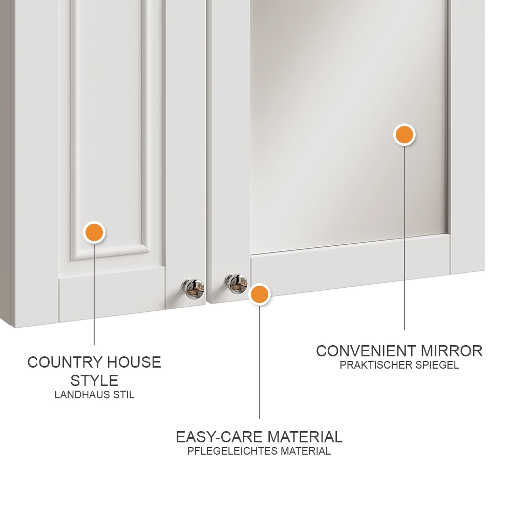 Vicco Badspiegelschrank Weiß 68 x 51 cm, Vanity