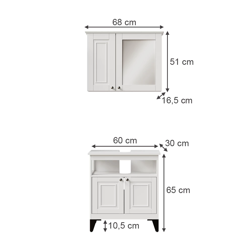 Vicco Badkamermeubelset Wit 2 delen, Vanity