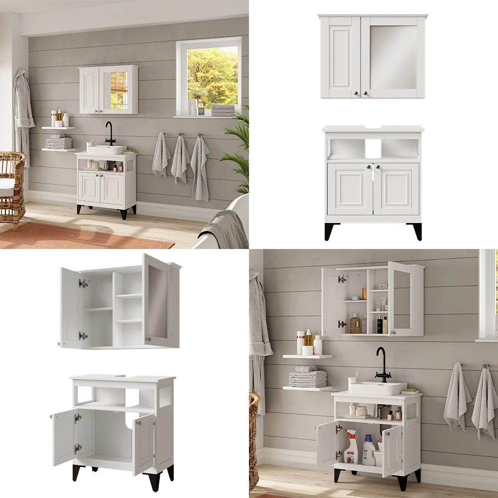 Vicco Badmöbel-Set Weiß 2 Teile, Vanity