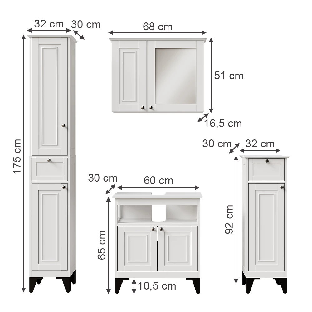 Vicco Badmöbel-Set Weiß 4 Teile, Vanity
