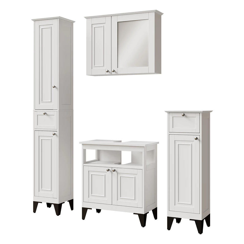 Vicco Badmöbel-Set Weiß 4 Teile, Vanity