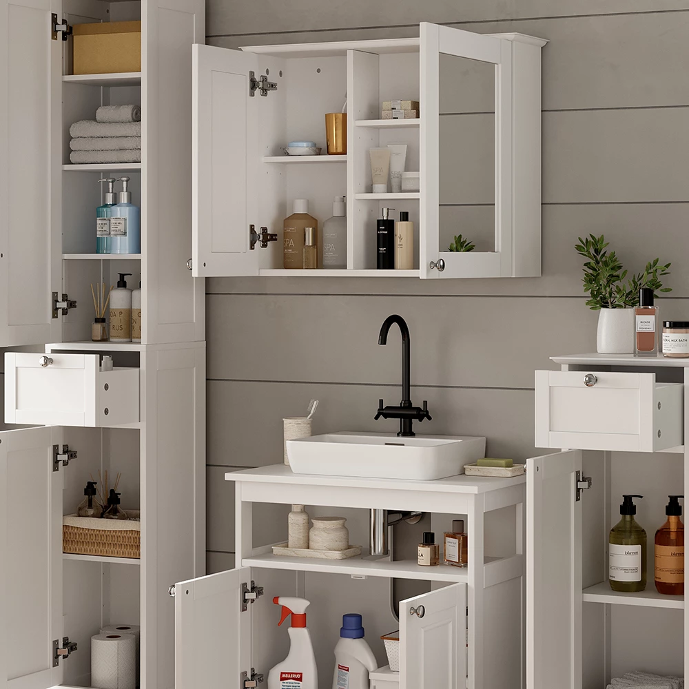 Vicco Badmöbel-Set Weiß 4 Teile, Vanity