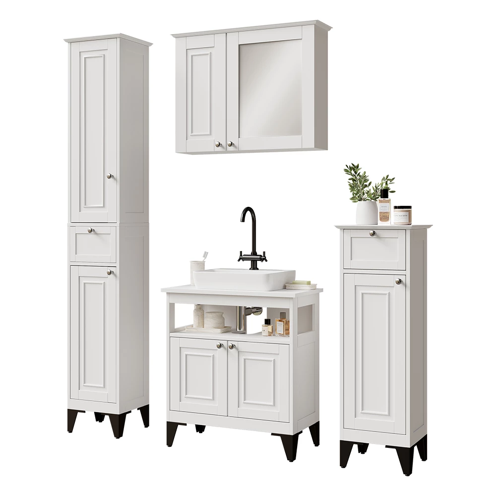 Vicco Badmöbel-Set Weiß 4 Teile, Vanity
