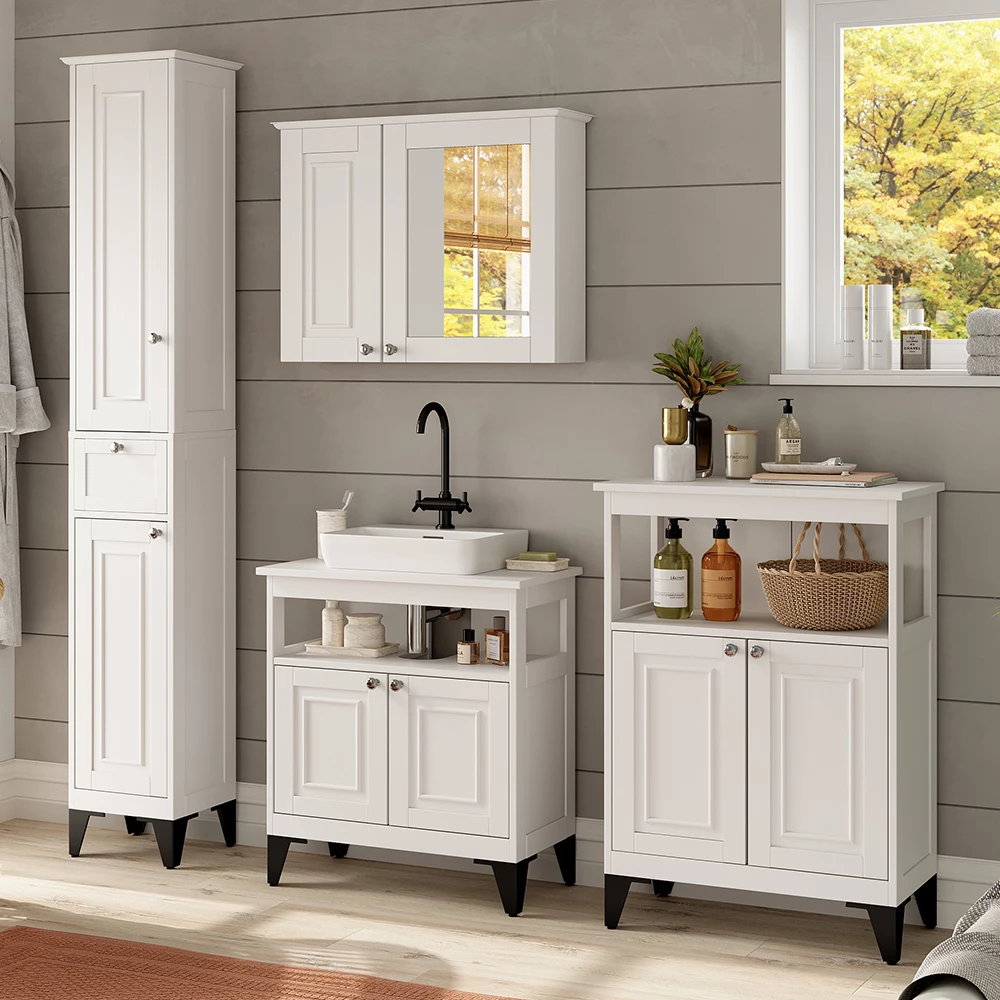 Vicco Badmöbel-Set Weiß 4 Teile, Vanity