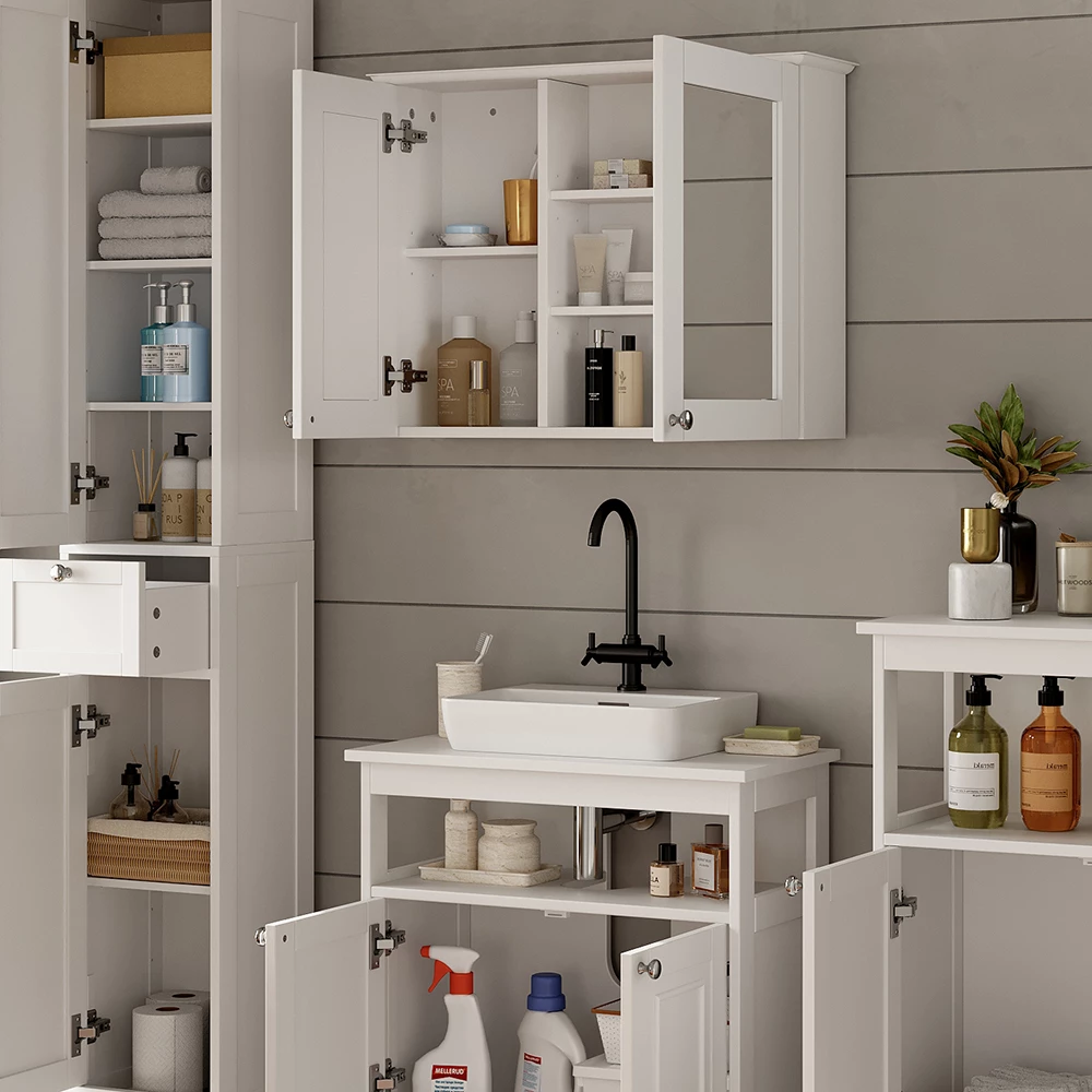 Vicco Badmöbel-Set Weiß 4 Teile, Vanity