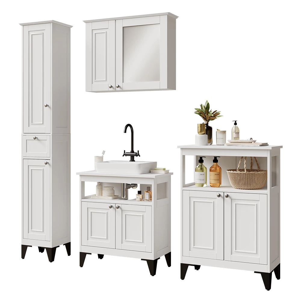 Vicco Badmöbel-Set Weiß 4 Teile, Vanity