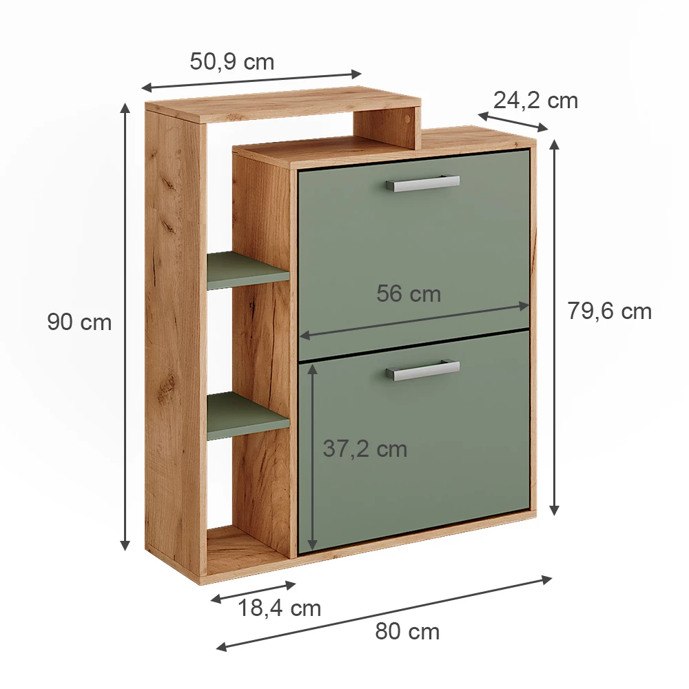 Vicco Skokurv Goldkraft eg/grøn 80 x 90 cm, Orlando