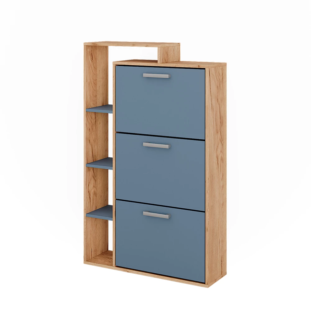 Vicco Guarda-roupa Goldkraft Eiche/Blau 80x128.3 cmmit 3 Fächern, Orlando
