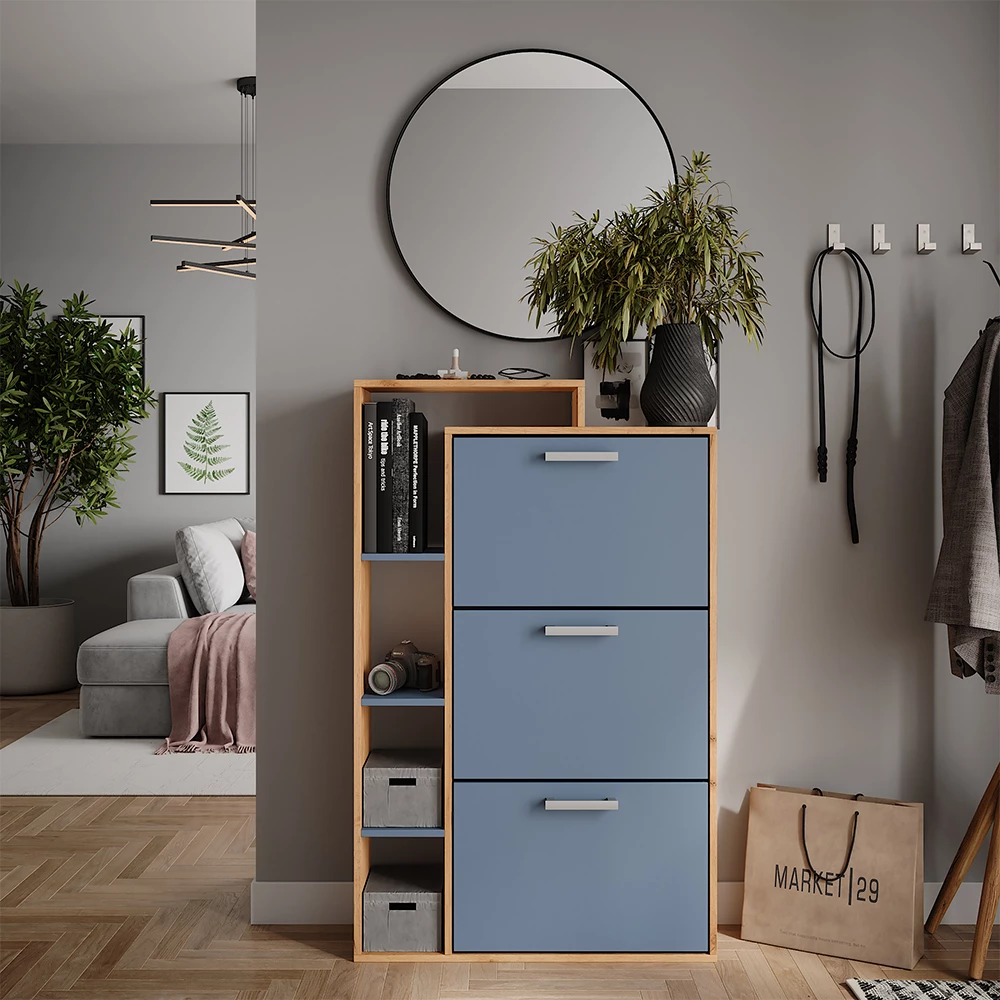 Vicco Knagerække Goldkraft eg/blå 80 x 128.3 cm med 3 rum, Orlando
