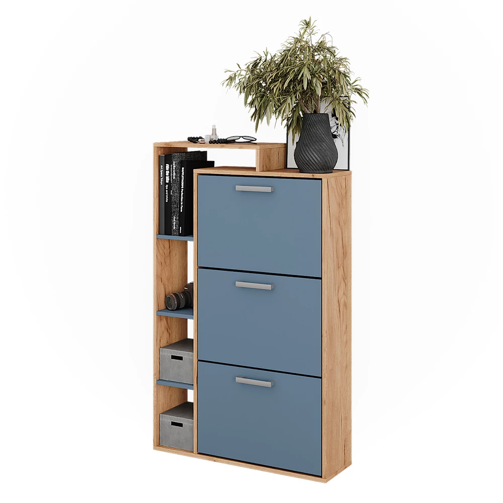 Vicco Knagerække Goldkraft eg/blå 80 x 128.3 cm med 3 rum, Orlando