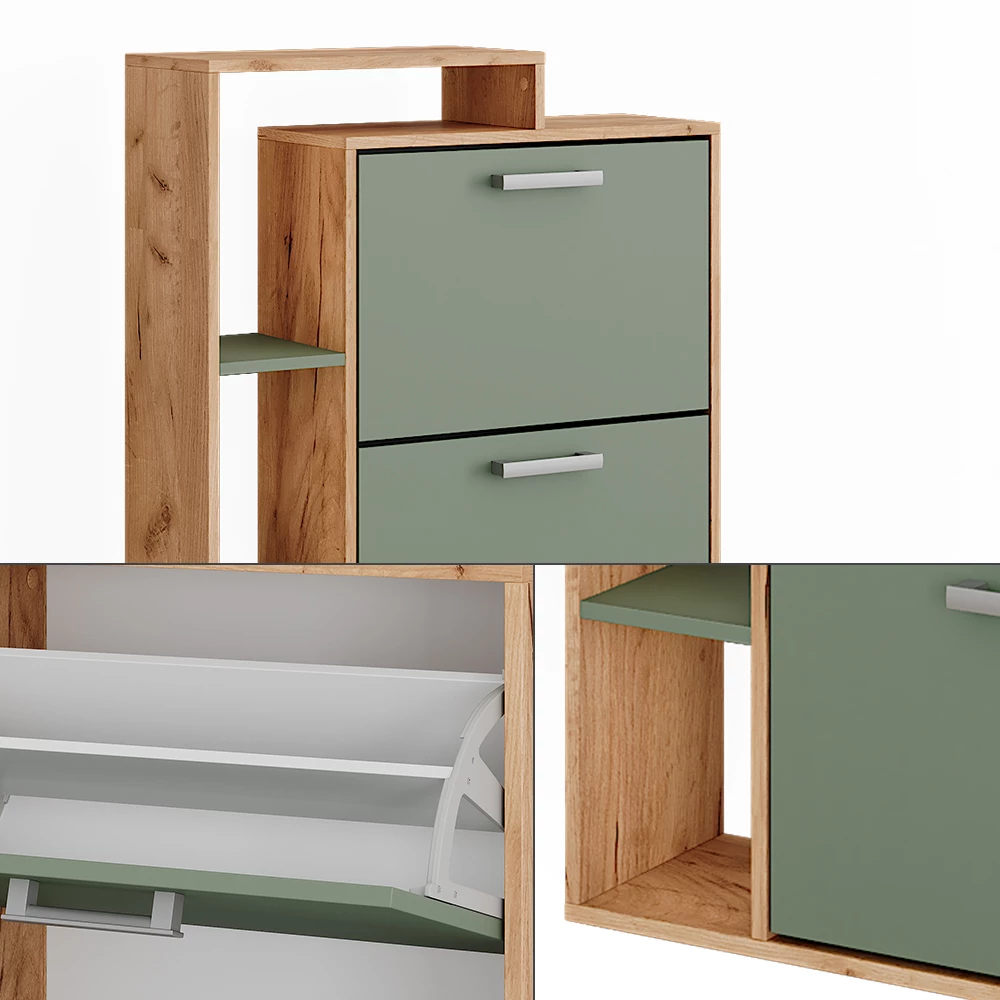 Vicco Skotipper Goldkraft eg/grøn 80 x 128.3 cm med 3 rum, Orlando