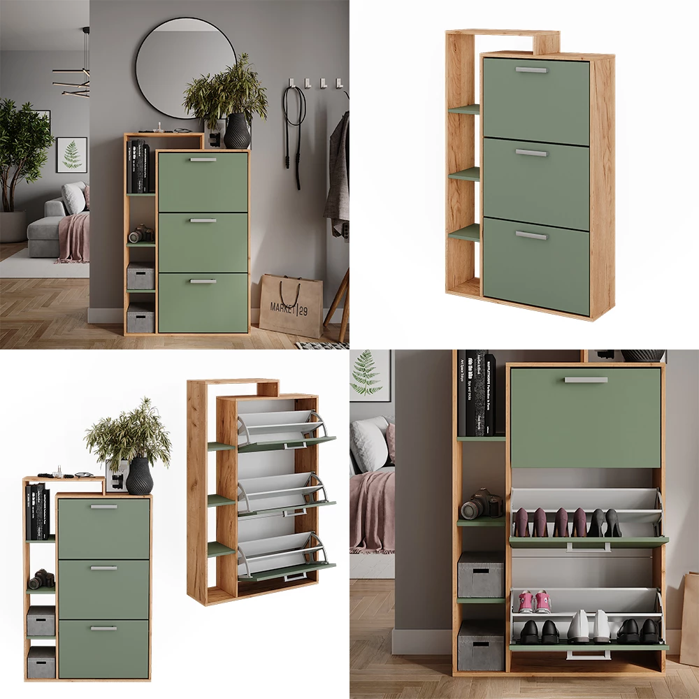 Vicco Skotipper Goldkraft eg/grøn 80 x 128.3 cm med 3 rum, Orlando