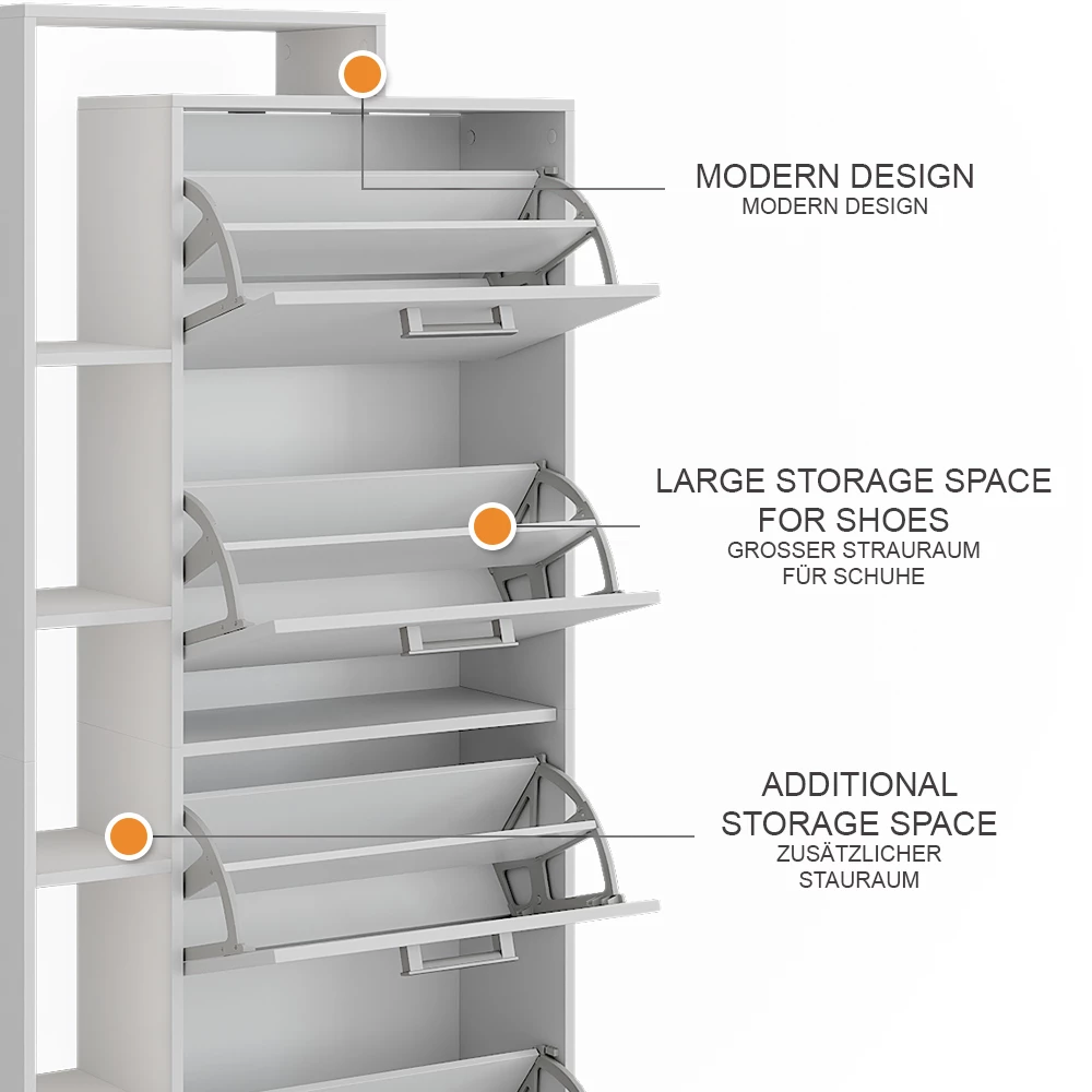 Vicco Skotipper Hvid 80 x 166.1 cm med 4 rum, Orlando