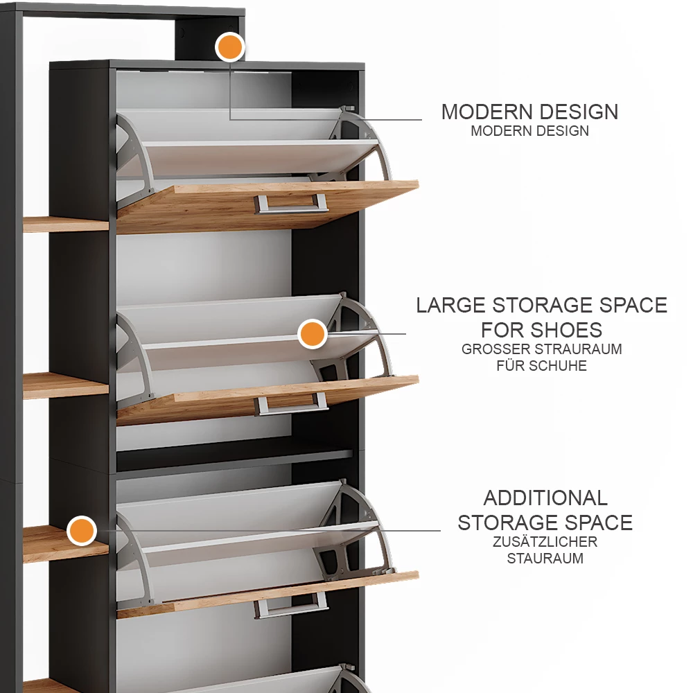 Vicco Skotipper Guld power eg/antracit 80 x 166.1 cm med 4 rum, Orlando