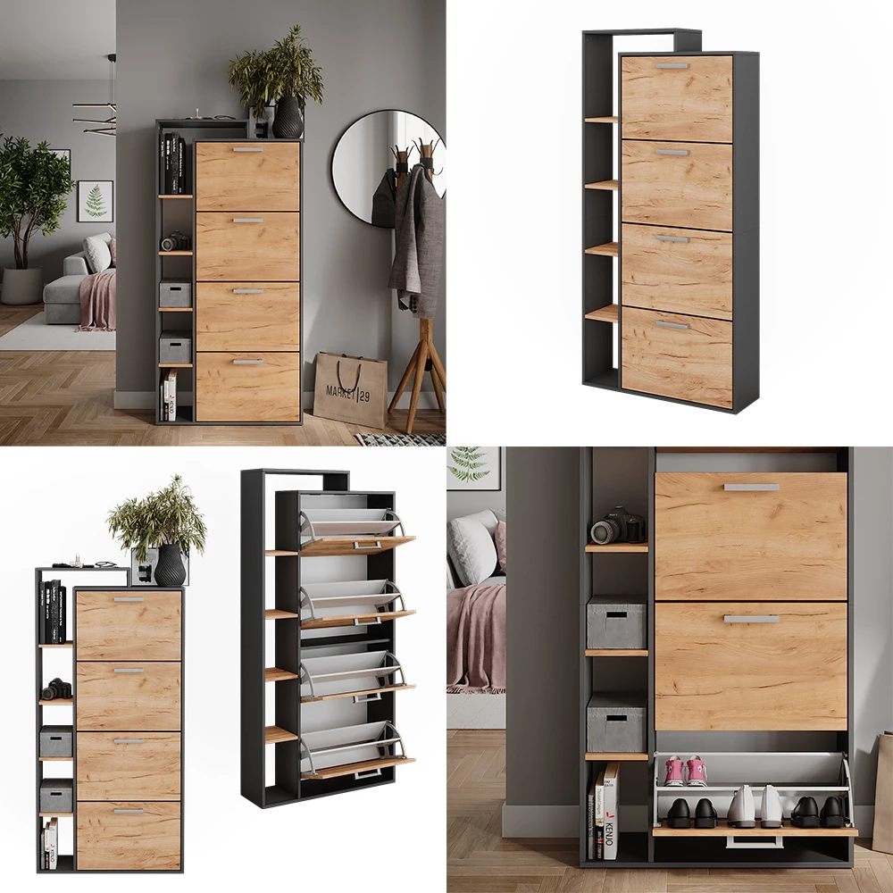 Vicco Skotipper Guld power eg/antracit 80 x 166.1 cm med 4 rum, Orlando