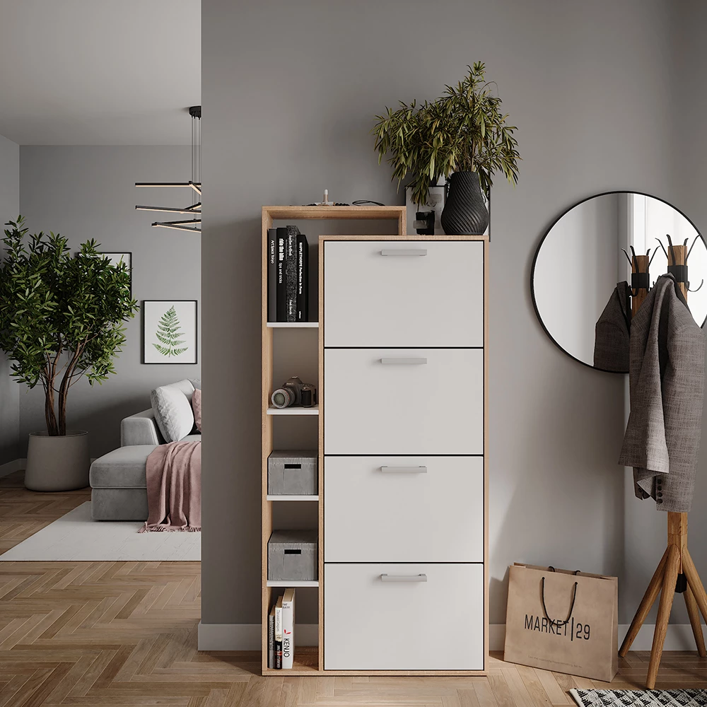 Vicco Skotipper Hvid/Sonoma 80 x 166.1 cm med 4 rum, Orlando