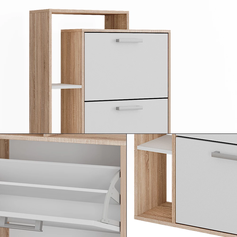 Vicco Skotipper Hvid/Sonoma 80 x 166.1 cm med 4 rum, Orlando